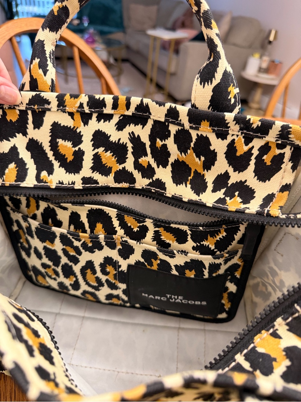 Marc Jacobs Leopard Print Canvas Tote in Black and Tan - Picture 4 of 5